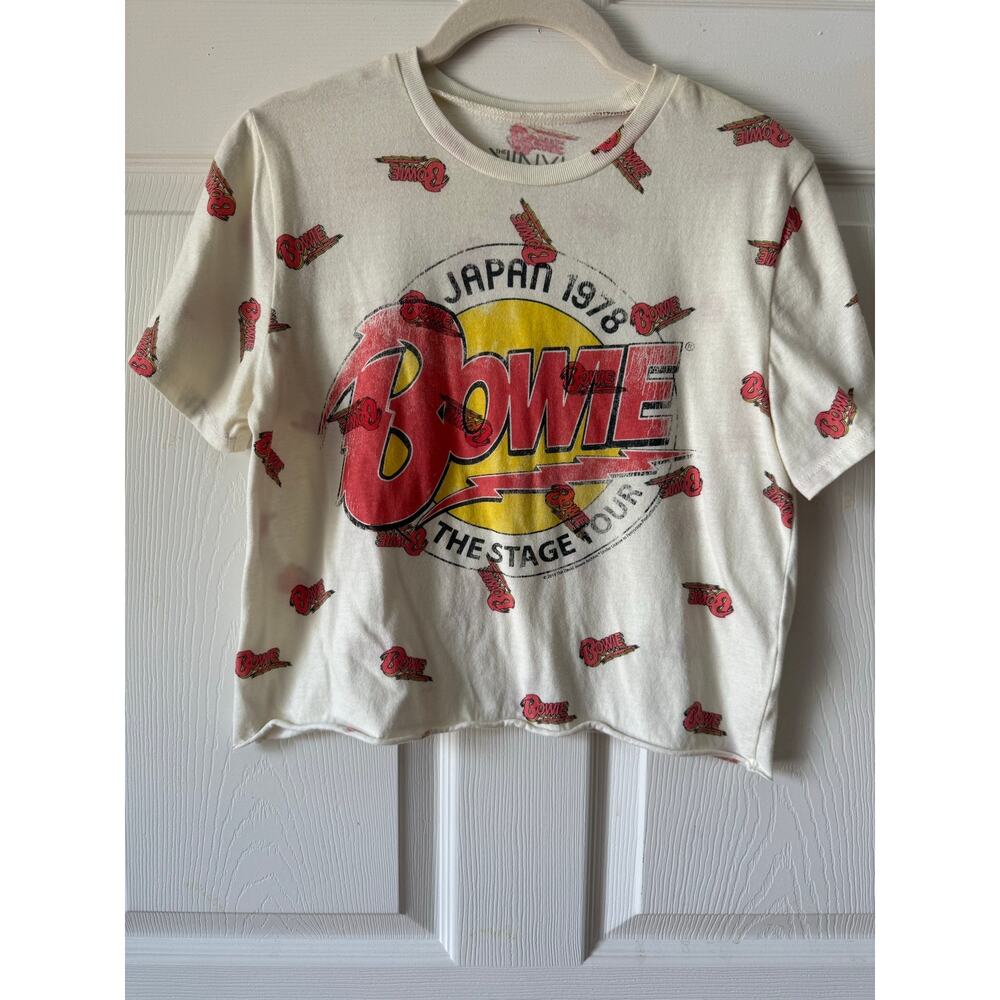David Bowie Japan 1978 Stage Tour Cropped Graphic Tee Size S Retro Vinyl Icons